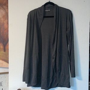 Peace & Pearls Gray Open Cardigan Sweater